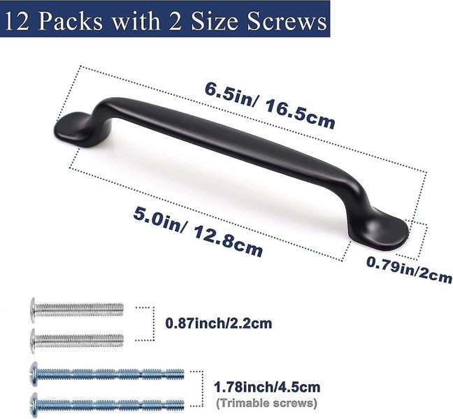 12 Pcs Black Kitchen Handle, Cabinet Pulls, Cupboard Pulls, Drawer Pulls With 2 Carousel 2