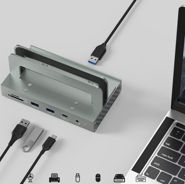 11 In 1 Docking Station RJ45 Network Port Type C USB 3.0 HUB Adapter HDTV Dock Carousel 5