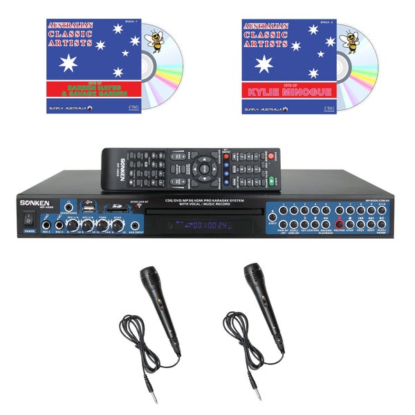 Sonken MP4000 Pro Karaoke Machine + 24 Songs [2 CD+G's] + 2 Wired Microphones Carousel 1