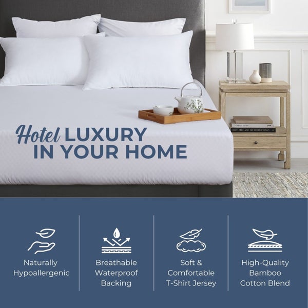 Dreamaker Bamboo Cotton Jersey Waterproof Mattress Protector - King Bed Carousel 2