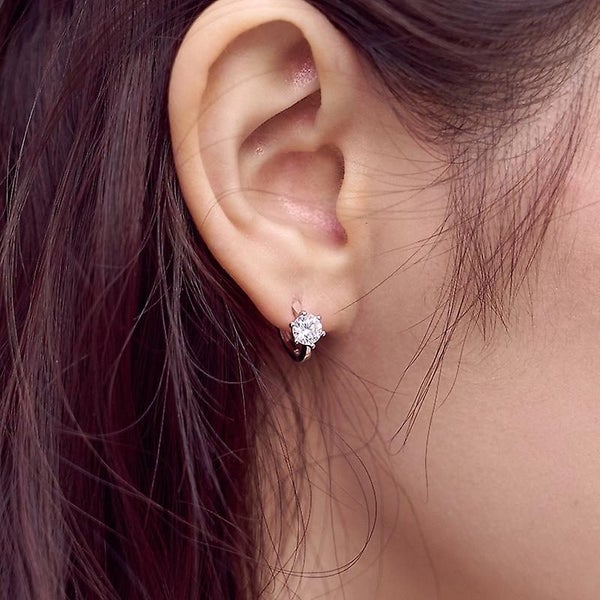925 Sterling Silver Earrings, Six Claw Zircon Heart Round Stud Earrings, Korean Carousel 3