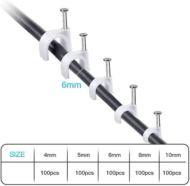 500pcs Round Cable Ties With Steel Nail, 5 Different Size 4mm/5mm/6mm/8mm/10mm C Carousel 2