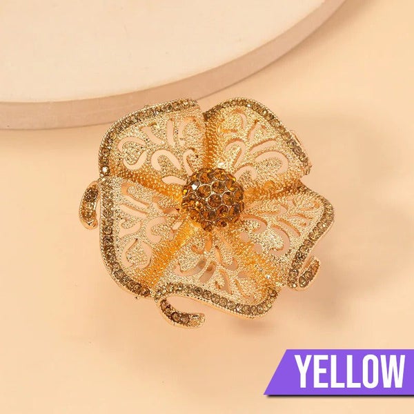 Cerise Adjustable Statement Ring - Oversized, Flower, Floral, Stylised, Gold,... Carousel 20