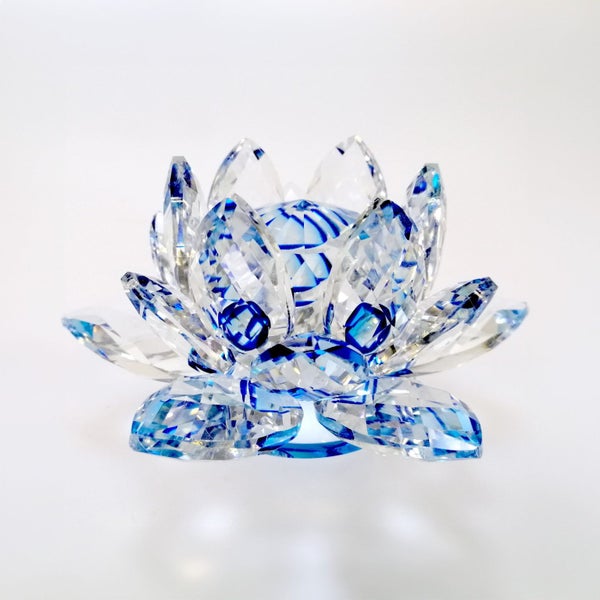 Clear Lotus with Blue Glass Orb62990730008835116