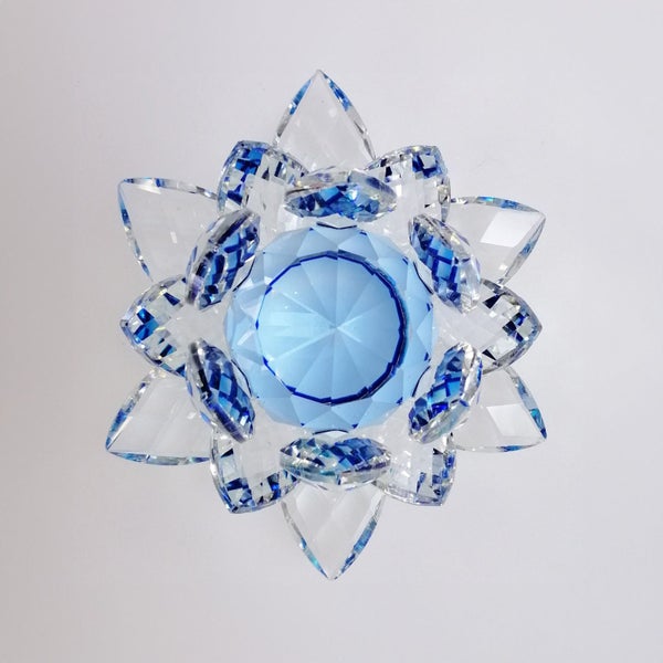 Clear Lotus with Blue Glass Orb62990730008835112