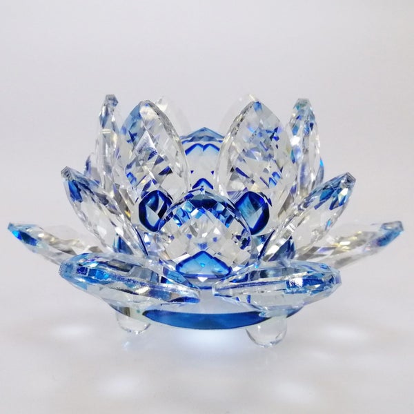Clear Lotus with Blue Glass Orb62990730008835113
