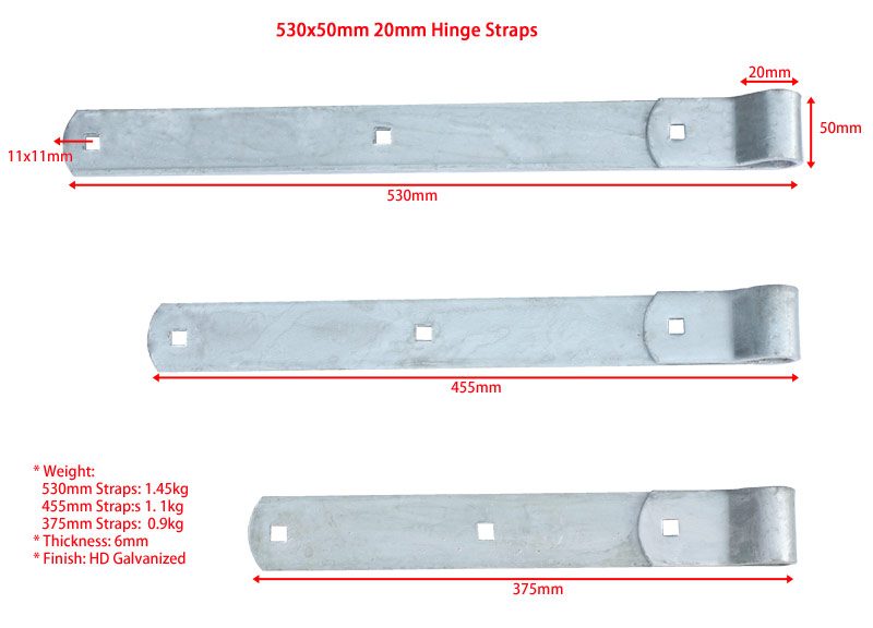1 pair 375x50mm 20mm Fence Gate Hinge Straps(2 pcs) --- Brand New Carousel 1