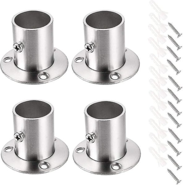 Stainless Steel Curtain Rod Brackets - Set of 4 in Silver Carousel 1