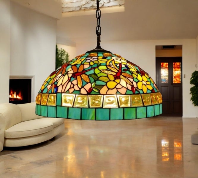 Large 46cm shade New Design Handmade Tiffany Pendant Light Carousel 11
