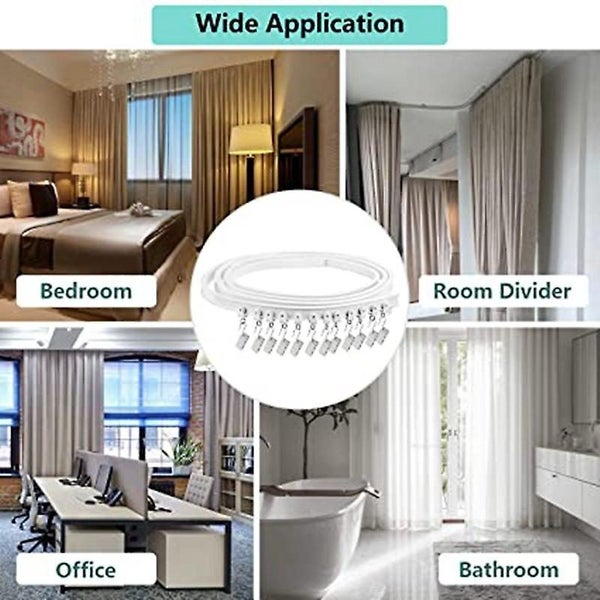 White Curtain Rod Flexible Ceiling Curtain Rail For Bay Window Approx 5m Carousel 3