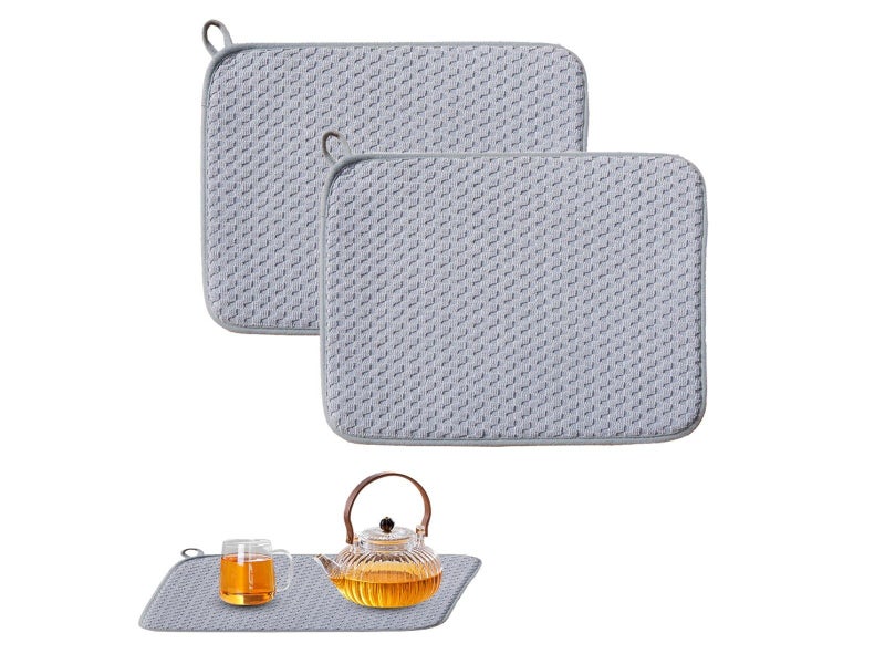 2Pcs 45x60cm Microfiber Dish Drying Mat Kitchen Dish Absorbent Drainer Mat Carousel 1