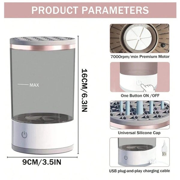 USB Electric Makeup Brush Cleaner Automatic Rotary Clean Carousel 6