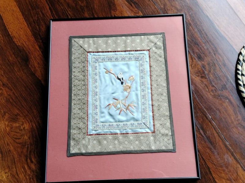 Framed Vintage Handmade Silk Embroidery Carousel 1