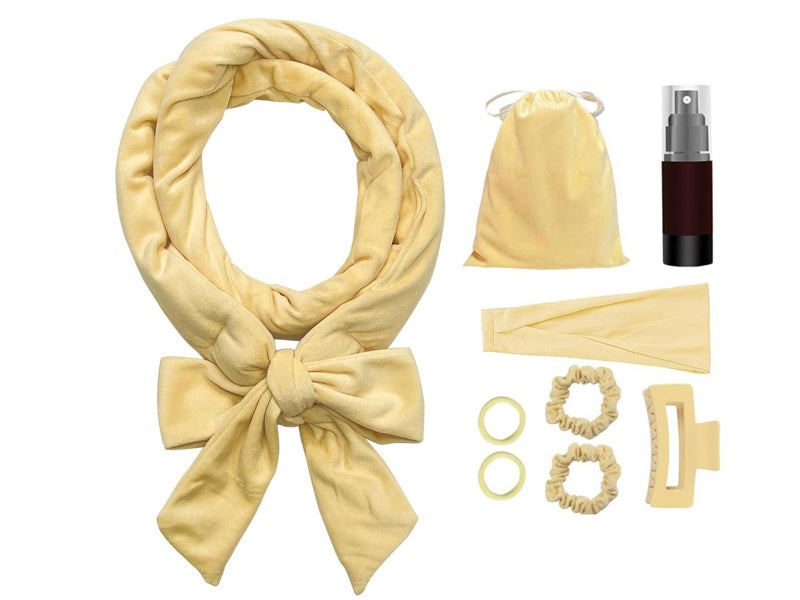2 X Heatless Hair Curling Set Heatless Hair Curler Headband Hair Tie Yellow Carousel 3