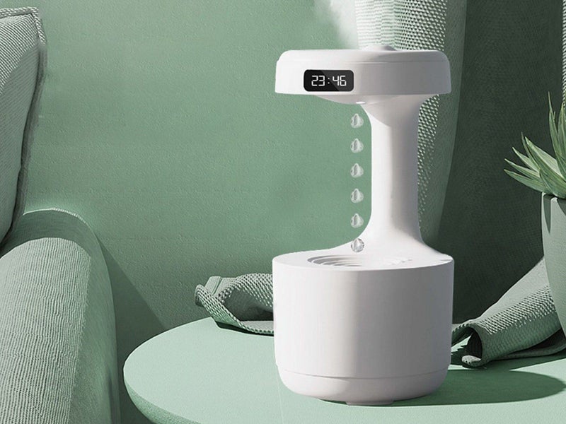 800ml USB Cool Mist Humidifier Anti-Gravity Water Droplets Air Humidifier White Carousel 2
