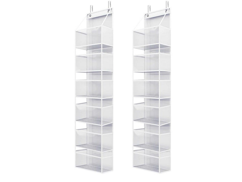 2Pcs 6-Shelf Over The Door Hanging Organizer with Clear Plastic Pockets - White Carousel 3