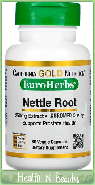 NETTLE ROOT EXTRACT 250 MG 60 VEGGIE CAPS - EURO HERBS - E0427 Carousel 1