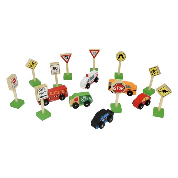 Wooden Cars and Traffic Signs Set Carousel 2