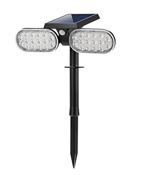 SOLAR FLOODLIGHT 2 HEADS 270° PIR SENSOR Footpath/wall mount dual purpose Carousel 9
