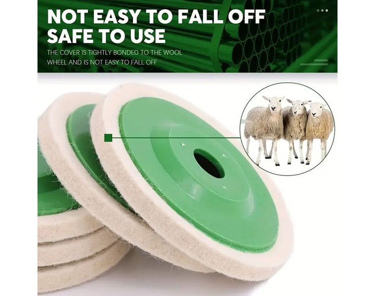 5-Piece Wool Polishing Pads 5 Inch, Metal Polishing Car Buffing, Grinding, Glass Carousel 2