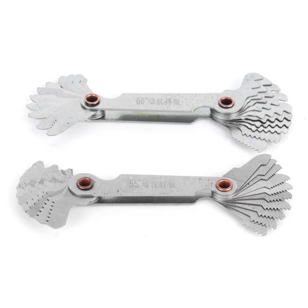 screw pitch gauge set 2Pcs Thread Gauge Metric 60° Imperial 55° Stainless Carousel 1