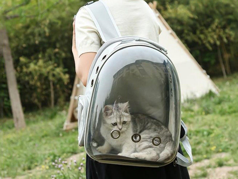 Pet Carrier Backpack Expandable Outdoor Large Capacity Pet Backpack Grey Carousel 5