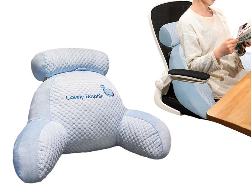 Bed Backrest Reading Pillow Neck Lumbar Support Seat Cushion with Arms Dolphin Carousel 1