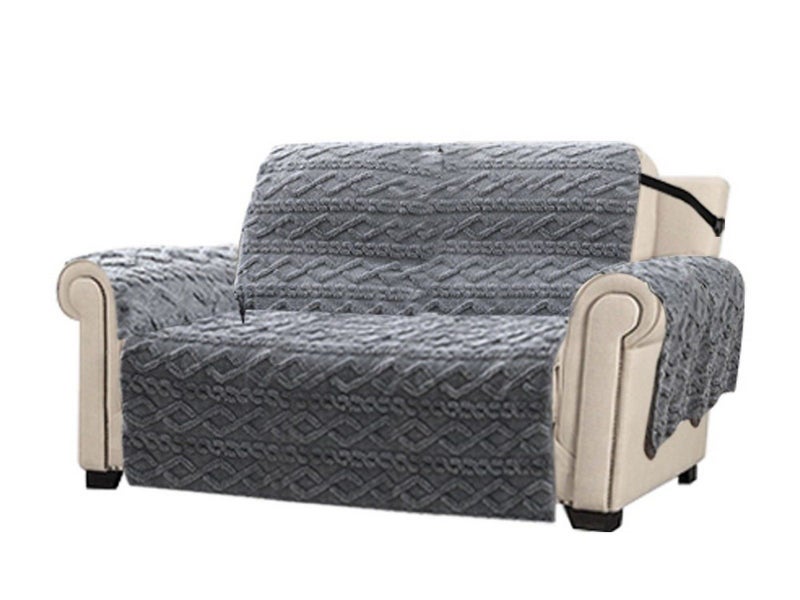 For 2-Seater T-shaped Recliner Couch Cover Recliner Cushion Slipcover Grey Carousel 1