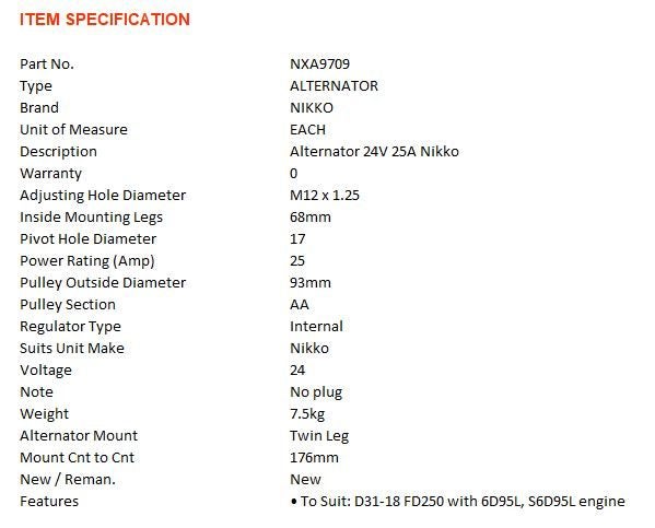 New * OEM QUALITY * Alternator For Komatsu Pc200 6.5l 6d105 Carousel 2