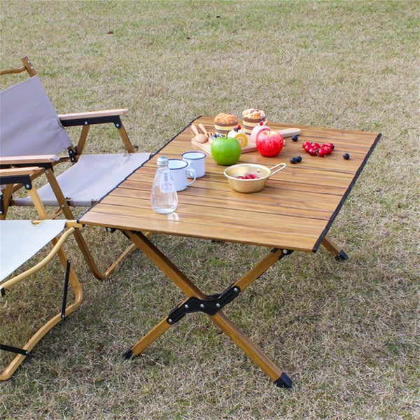 Wood Roll Table Folding Wooden Table Portable Outdoor Indoor Use Carousel 5