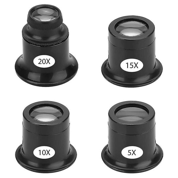 4pcs Loupe Eyeglass Magnifiers Set 5x 10x 15x 20x Watch Repair Loupe Magnifier S Carousel 1