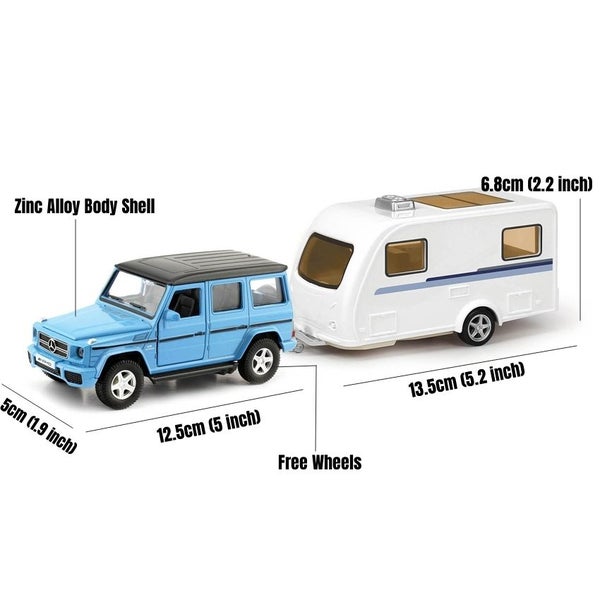1/36 Jeep Land Rover Ford F-150 With Caravan Horse Trailer Truck RMZ Carousel 6