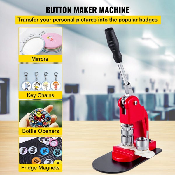 1" 25mm Button Maker Machine + 500 Buttons Badge Maker Aluminium Frame Manual63617629165697111
