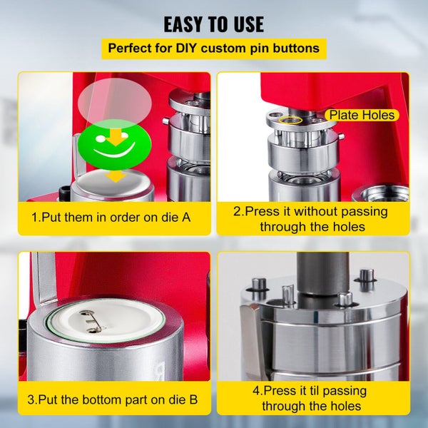 1" 25mm Button Maker Machine + 500 Buttons Badge Maker Aluminium Frame Manual63617629165697114