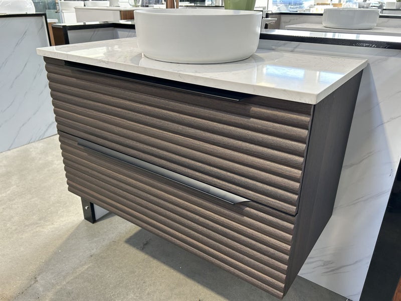 Wall hung Vanity LUX Series 900mm Dark Brown with Horizontal Grain Carousel 6