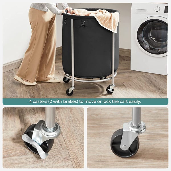 Rolling Laundry Basket - Black Carousel 6