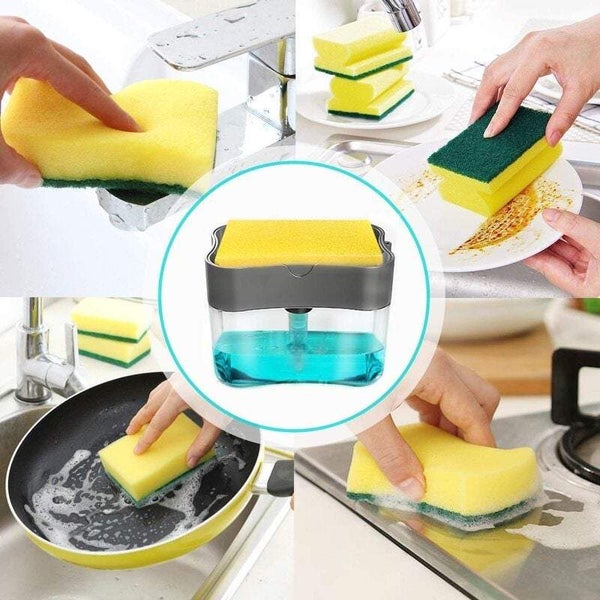 Washing Machines Dishwashing Soap Dispenser Sponge Holder 2 In 1 Box Countertop Carousel 2