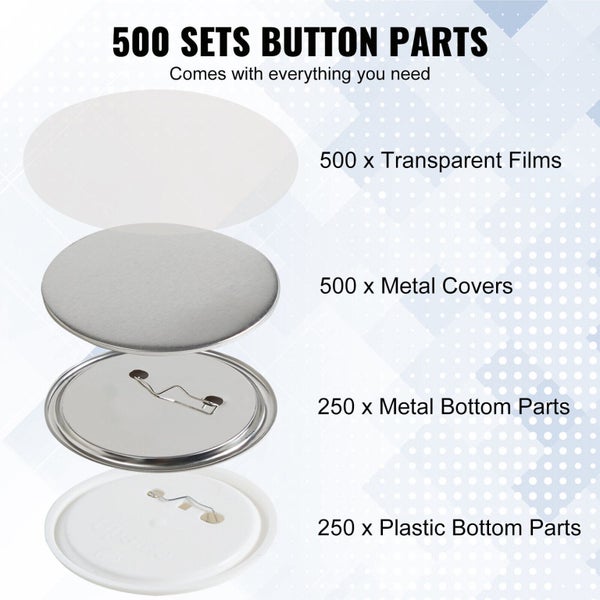 2.25" 58mm Button Badge Parts Supplies for Button Maker Machine 500 Sets63617626131842112