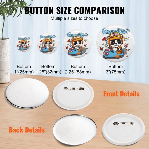 2.25" 58mm Button Badge Parts Supplies for Button Maker Machine 500 Sets63617626131842114
