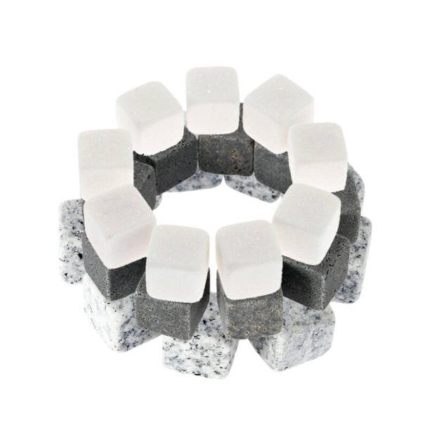 Hod Health & Home Whisky Stones Marble Granite 9 Pcs Set With Pouch Reusable Ice Carousel 2