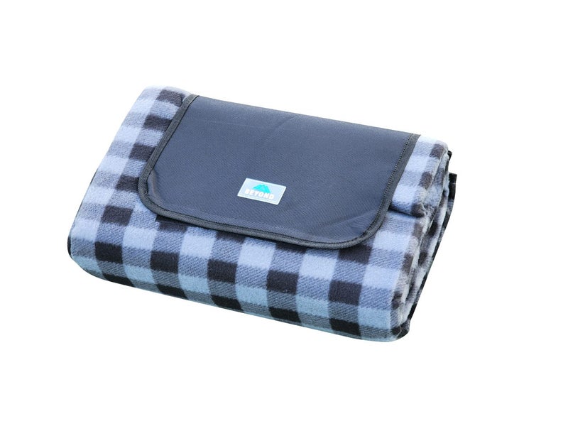 Massive XL Waterproof Check Picnic Blanket Check 2 x 2 Meter Grey Carousel 6