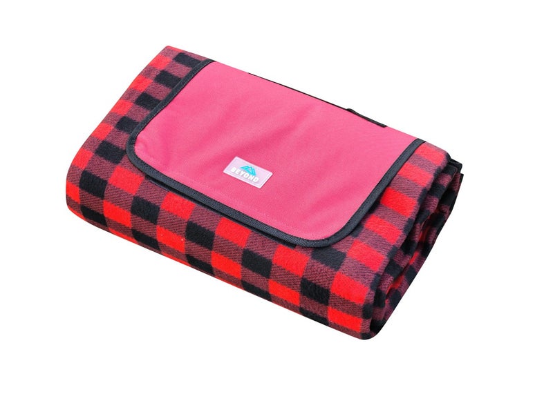 Massive XL Waterproof Check Picnic Blanket Check 2 x 2 Meter Red Carousel 7
