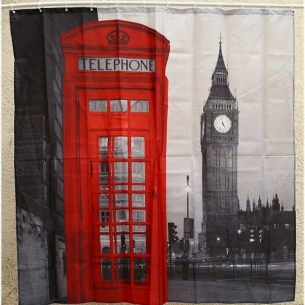 Waterproof Big Ben Shower Curtain Gray Shower Curtains HOD Health & Home Carousel 2