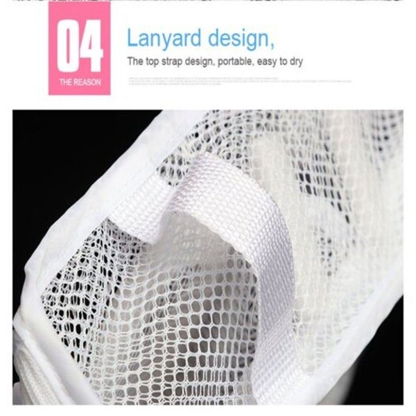 Fashion Storage Organizer Bags Mesh Laundry Shoes Dry Portable Washing White Lau Carousel 2