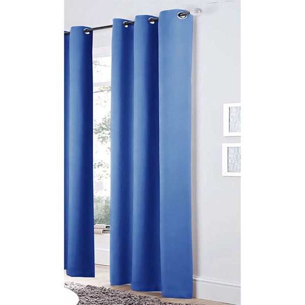 Bloomington Pair Of Easy Care Eyelet Curtains Blue 120 X 221 Cm Curtains & Drape Carousel 2