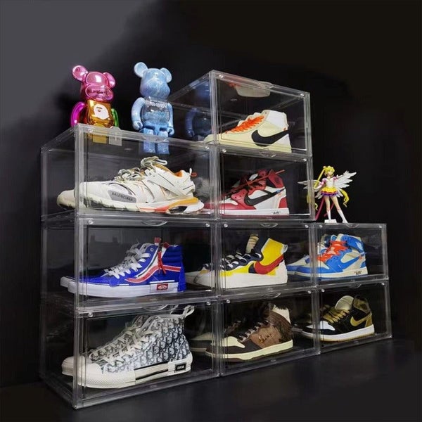 Sedy 5Pc Black Stackable Shoe Display Box Hard Acrylic Sneaker Storage Container Carousel 3