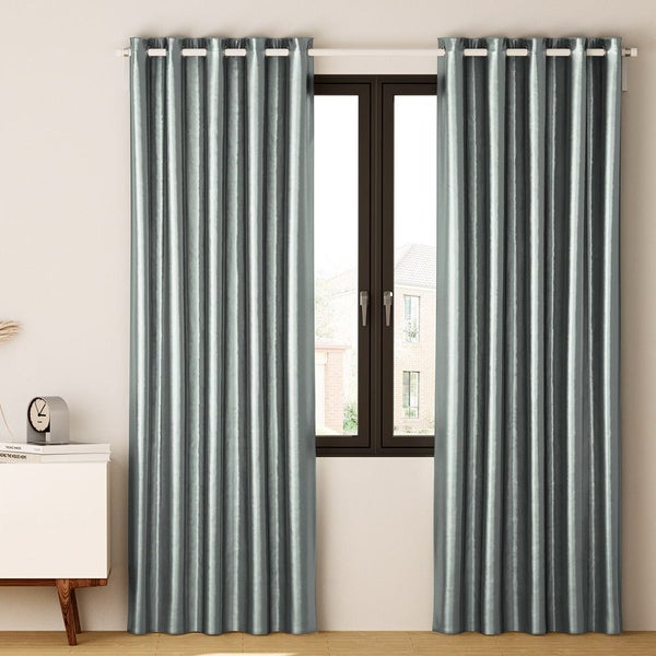 Artiss 2X Blockout Curtains Blackout Eyelet 300X230cm Grey Curtains & Drapes Carousel 7
