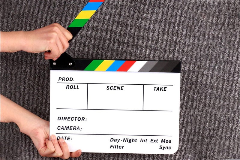 Clapperboard Action Scene Clapper Board TV Movie Slate Film Clapper Board-White Carousel 2