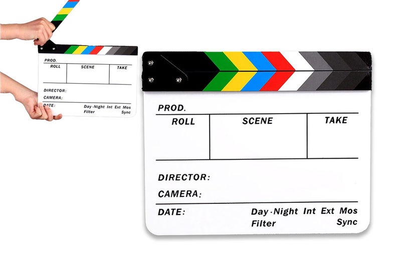 2Pcs Clapperboard Action Scene Clapper Board TV Movie Slate Film Board-White Carousel 1