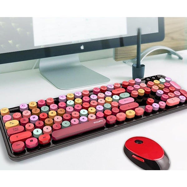 2.4G Wireless Keyboard Mouse Waterproof Color Lipstick Mechanical Office Suit F Carousel 3
